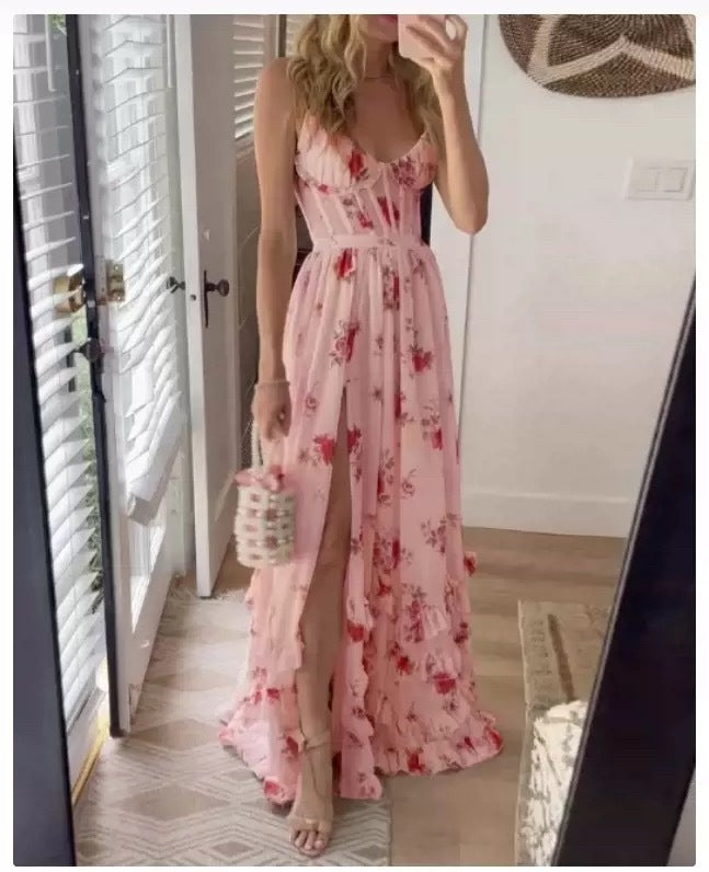 Agnes™ - Lang blomstret kjole