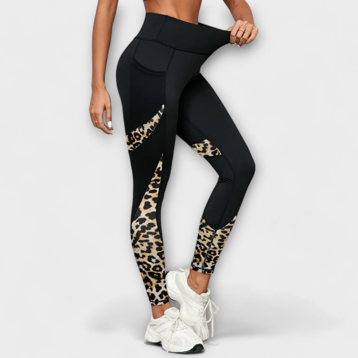 Træningsbukser med høj talje og leopardprint