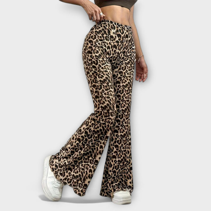 Leopard bootcut-bukser