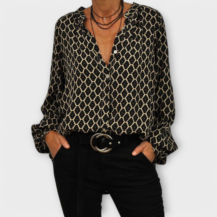 Zara - Stilfuld bluse med V-hals og lange ærmer