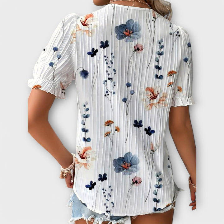 Emily - Moderigtig bluse med spids halsudskæring