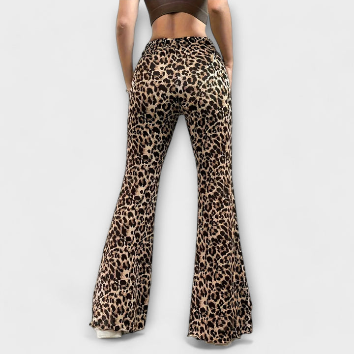 Leopard bootcut-bukser