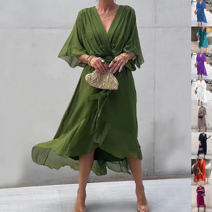 Emilie - Chiffon-kjole med V-hals
