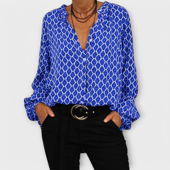 Zara - Stilfuld bluse med V-hals og lange ærmer